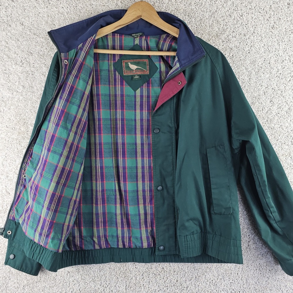 Vintage 90s Field And Steam Plaid Lined Windbreaker Chore Jacket Sz Large